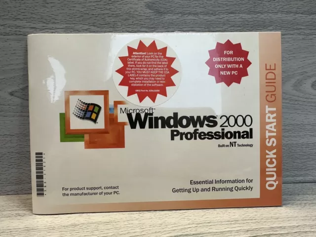 MICROSOFT WINDOWS 2000 PROFESSIONAL w/SP4 FULL OPERATING SYSTEM MS WIN PRO =NEW=