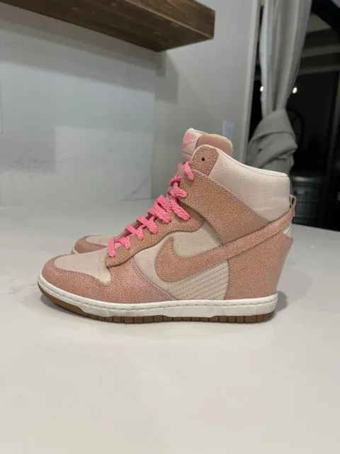 Nike Dunk Sky Hi VNTG Hidden Wedge Sneakers Women's 8 Pink Desert Sand Gum Shoes