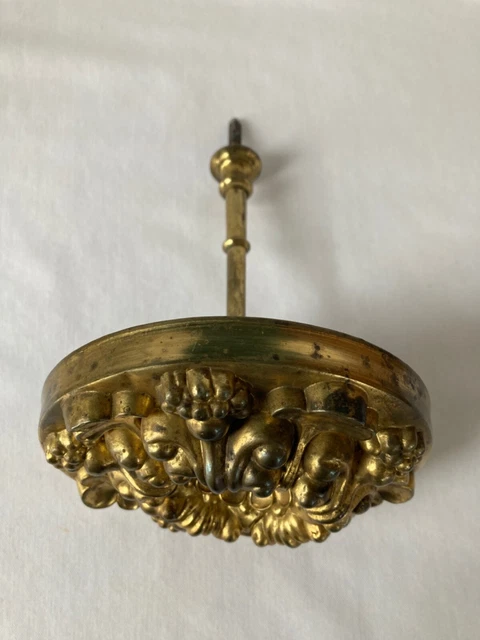 5" Antique Brass Gilt 19th Century Victorian Rosette Curtain Tie Back Hardware 5