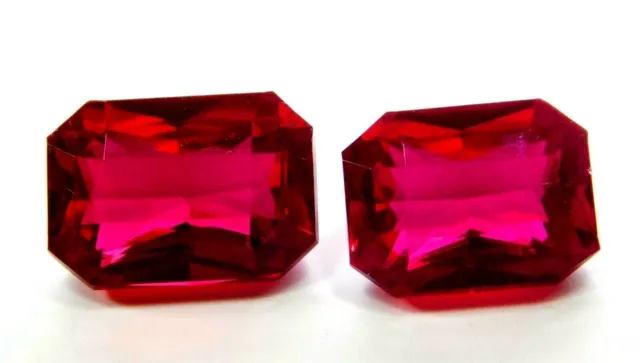 Paire de pierres précieuses en vrac certifiées taille émeraude rubis rouge...