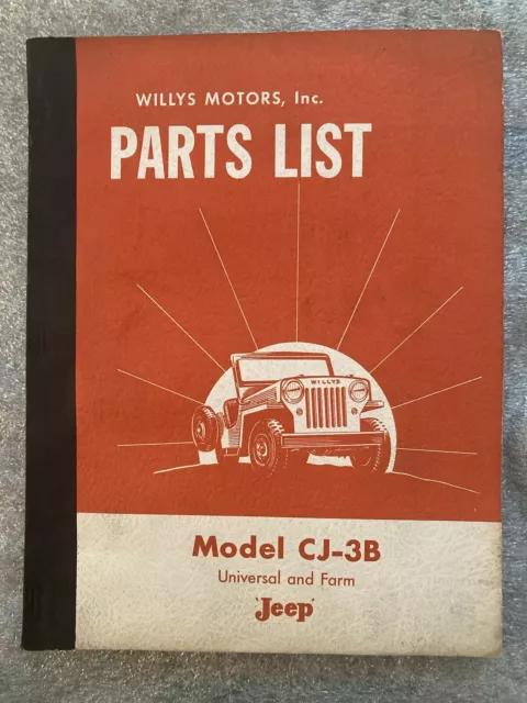 Vintage 1953 Willys Motors CJ-3B Universal And Farm Jeep Parts List Catalog