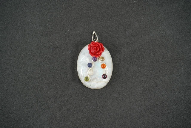 Ciondolo in argento sterling 925 con pietra di luna arcobaleno a goccia - Italia Ciondolo in argento sterling 925 con pietra di luna arcobaleno a goccia - Italia
