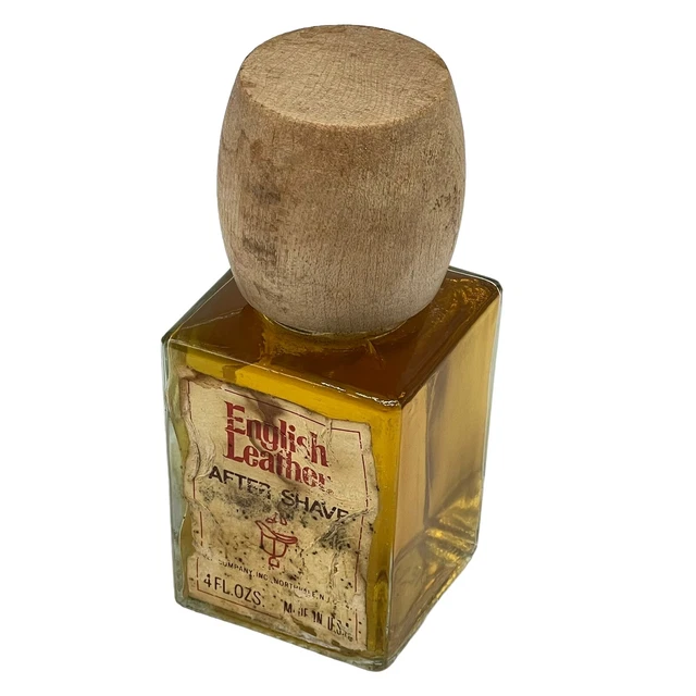 Vintage English Leather A Man’s 4 Ounce After Shave Paper Label Wood Top NEW