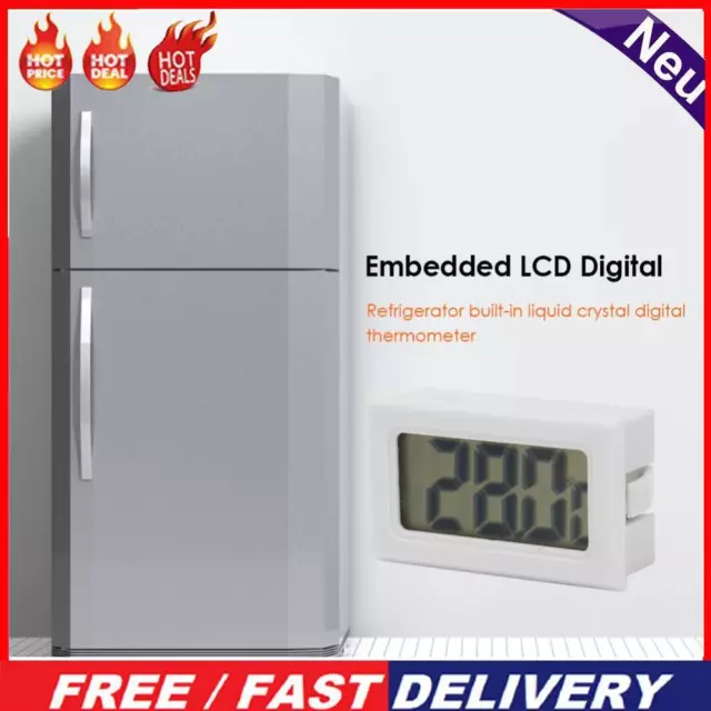 LCD Digital Thermometer Simple Household Thermometer for Refrigerator (White)