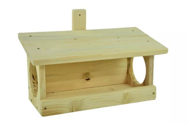 2 x Large Natural Wooden Wall Mounted Small Bird Garden Feeding Table Shelter 3