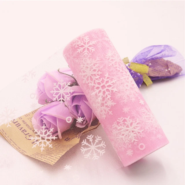 2x Weihnachten Bögen für Geschenke Weihnachten Tüll Band Schneeflocke Band Rolle 7