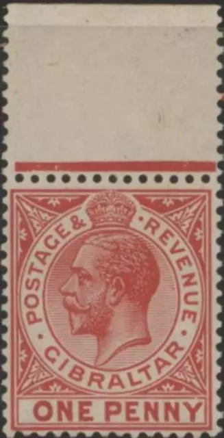 Gibraltar 1912 - 1924 George V 1d carmine, mint MNH with margin