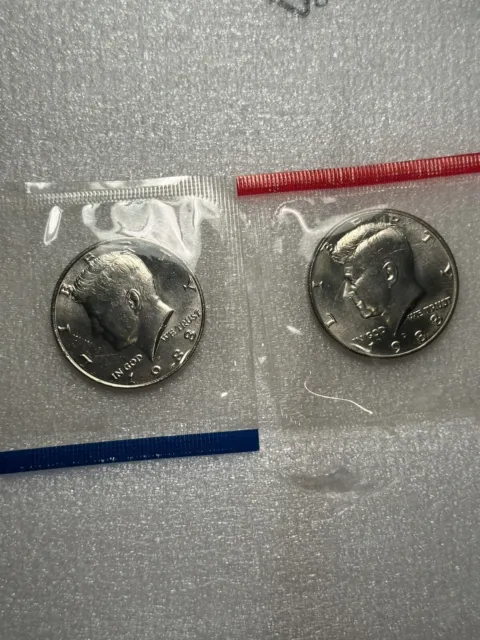 Lot Of 2 Kennedy Half Dollars (P&D)50C Uncirculated In Cello From Mint Set