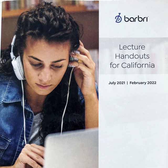 2021 2022 Barbri Bar Exam Review Lecture Handouts for California CA