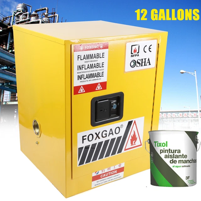 INDUSTRIAL FLAMMABLE LIQUID Yellow Safety Storage 12 Gallon