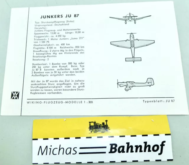 Wiking Aeroplane Models 1:200 Manual Junkers Ju 87 Sch Å