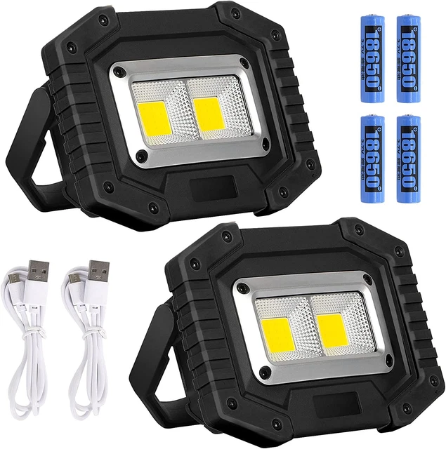 Projecteur LED Rechargeable 30W 2000LM Lampe De Sécurité 3 Modes De Camping COB