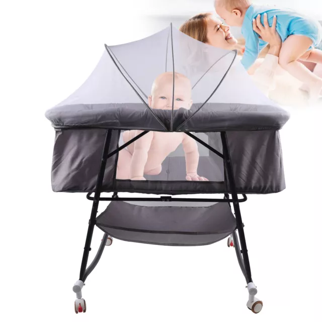 Portable Folding Baby Bed Side Sleeper Infant Travel Crib + Mosquito Net Cot