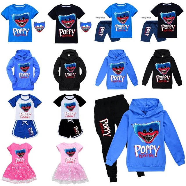 Poppy Playtime Huggy Wuggy Cotton T-shirt Boys Girls Shorts Tracksuit Hoodie Top