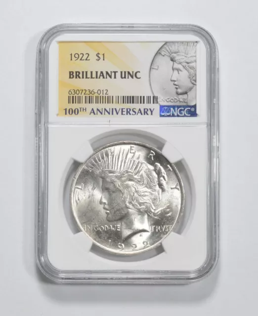 BU 1922 Peace Silver Dollar 100th Anniv 2021 Special Label MS Unc NGC