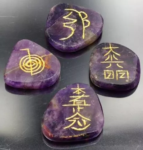 Reiki Steine Set Edelsteine Amethyst Energie Chi