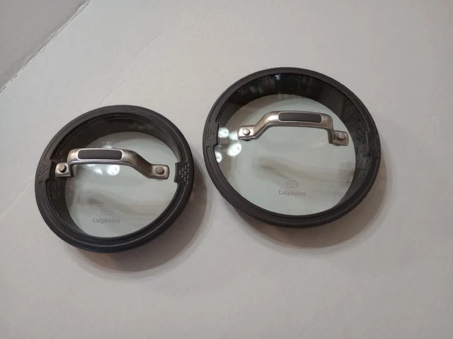 Lot of 2 Calphalon Replacement Lid Glass Silicone Strainer 7" and  6" Diameter