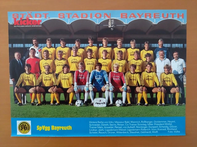 SPVGG BAYREUTH, MANNSCHAFTSFOTO 1987/88, 2. BL,Kicker,DIN A4,ungeklebt👍