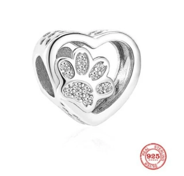 Charm Hundepfote 925 Silber passend für Bettelarmband kompatibel mit Pandora
