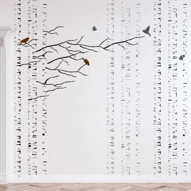 Birches Tree Stencil, Large Reusable Forest Stencils for Walls Home DIY deco