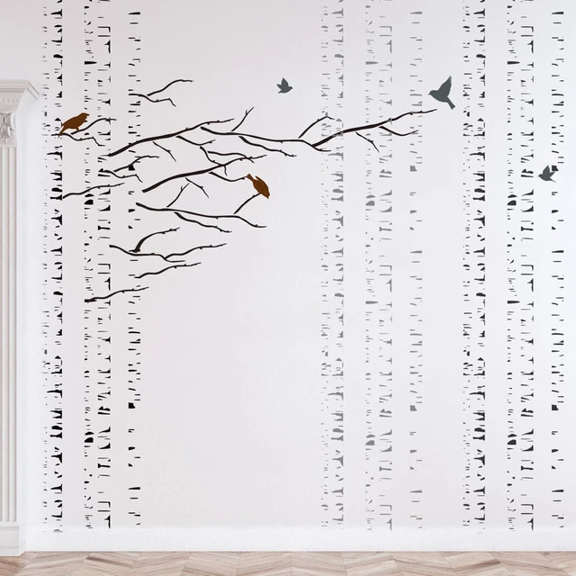 Birches Tree Stencil, Large Reusable Forest Stencils for Walls Home DIY deco