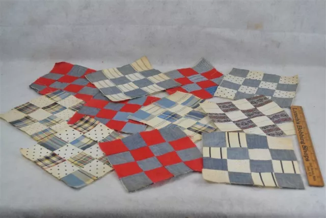 early quilt patches blocks 11pcs 7 in sq cotton postage stamp antique