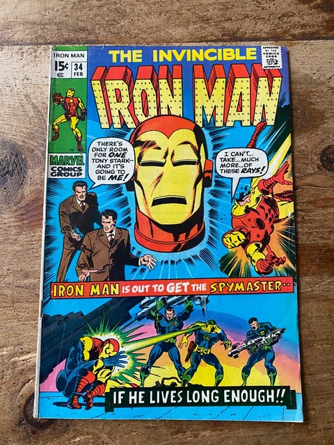 The Invincible Iron Man #34 Marvel Comics 1971 Spymaster Nick Fury  =