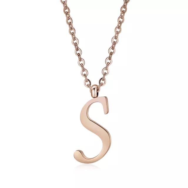 Quality TT Rose Gold S.Steel Inital Letter S Pendant Necklace (NP356S) NEW