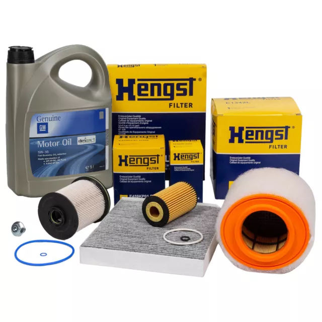 HENGST Filterset 5L ORIGINAL 5W30 dexos1 Gen3 Motoröl für OPEL ASTRA K 1.6 CDTi