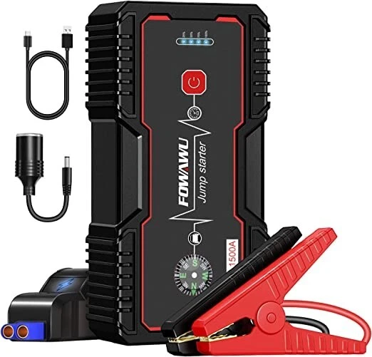 FOWAWU Avviatore Batteria Auto,18000mAh 1500A Avviatore di Emergenza per Auto,Mo
