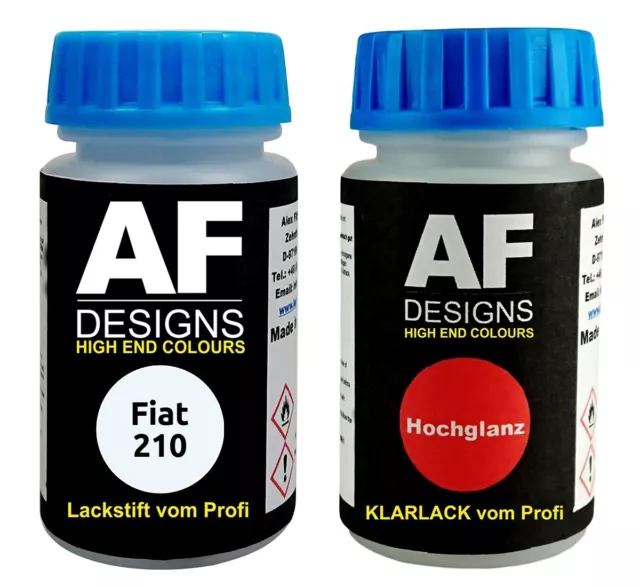 Lackstift FÜR  Fiat 210 Bianco + Klarlack je 50ml Autolack Basislack SET