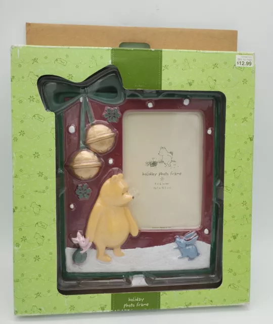 Winnie The Pooh Piglet Classic Christmas Holiday Bells 4x6 Frame Disney Vintage