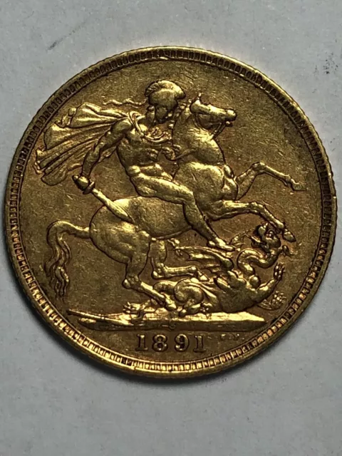 1891 Full Sovereign Sydney Jubilee Head St. George