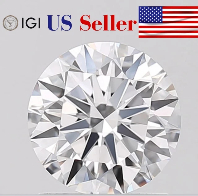 1CT Natural D Color Lab Grown Loose CVD Diamond Round Cut VVS1 Clarity