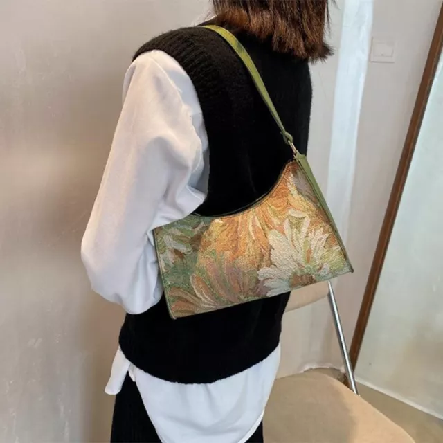 Women's Underarm Bags Trendy New Oil Painting Shoulder Bag Cute Simple Handbags