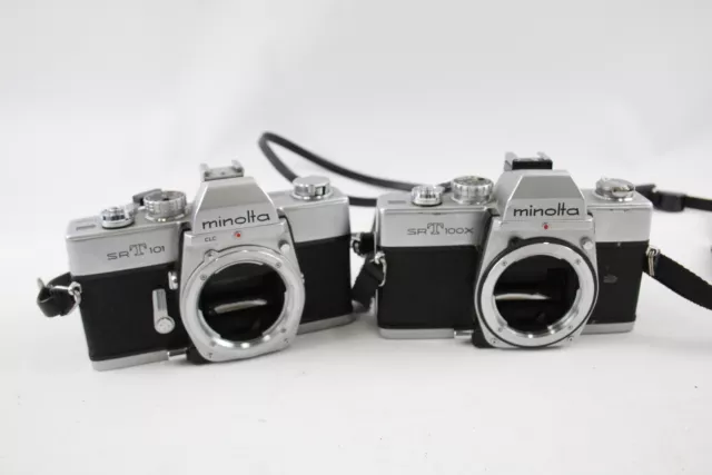 2 x Minolta SLR FILM CAMERAS Inc. SRT101 & SRT100X (Bodies) Mechanically WORKING