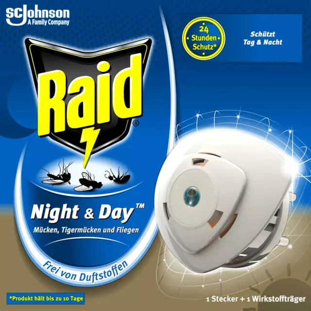 Raid Night & Day Trio Insekten-Stecker, elektrischer Mücken-Schutz