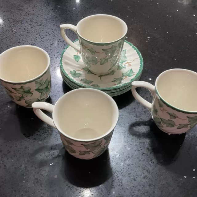 4 Cups and Saucers.BHS Country Vine Tableware in VGC. (no Wear)