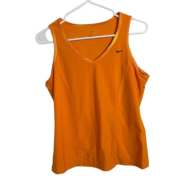 Nike Girl's Large (12-14) Orange Athletic Dri-Fit Tank Top V-Neck Sleeveless