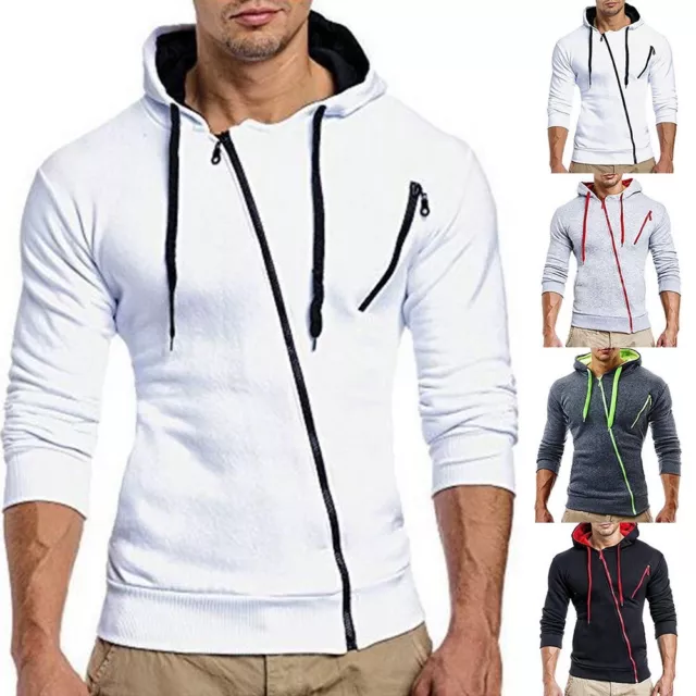 Uomo Felpe con Cappuccio Pullover Pile Giacca Top Tinta Unita Cappotto Caldo
