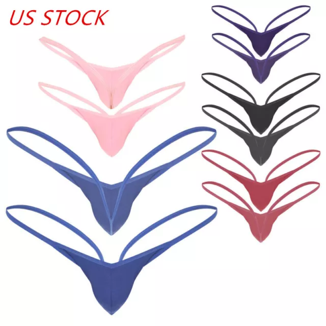 Men's Micro Thong Low Rise Bikini G-String T-Back Thongs Underwear Bulge Briefs