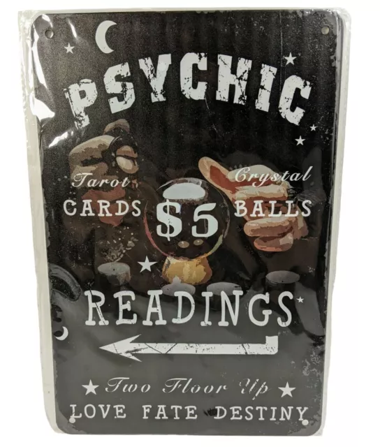 Psychic Readings 8"x12" Metal Sign Wall Hanger ~Tarot Cards, Crystal Balls, Fate