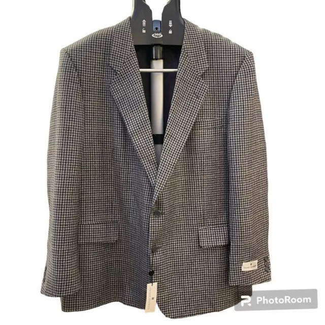 Pierre Balmain Two Button 100% Pure New Wool Houndstooth Sports Coat NWT 48R