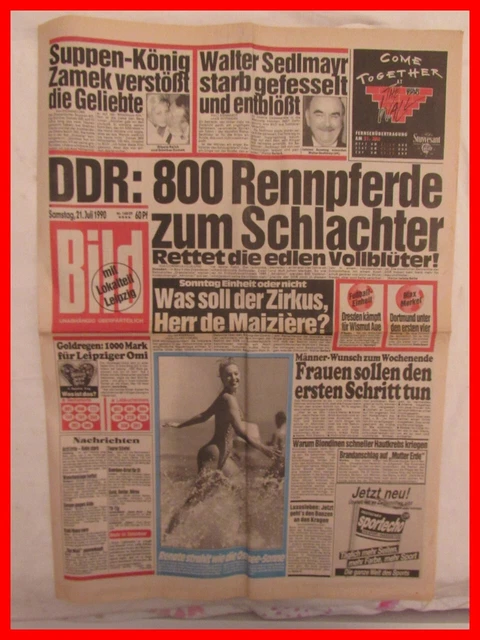 ALTE BILD ZEITUNG 21. Juli 1990, Bildzeitung DDR EUR 3,00 PicClick DE