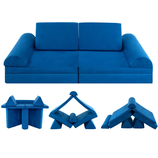 8 PCS KIDS Play Sofa Set Modular Convertible Foam Folding Couch Toddler