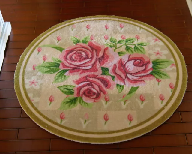 Pink Rose Floral Nice ROUND 1/12 Scale Beautiful Dollhouse Miniature Rug