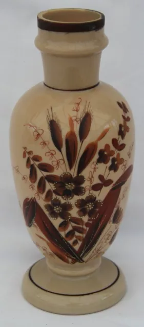 Hand Painted Victorian Milk Glass Vase with Autumn Colour floral Decoration