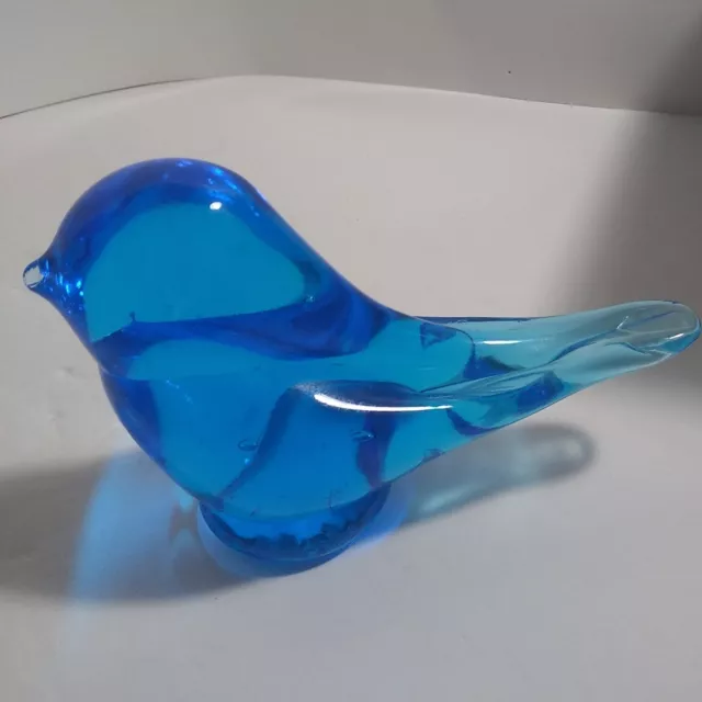 Large Blue Bird Of Happiness  Hand Blown Unsigned Vintage Terra