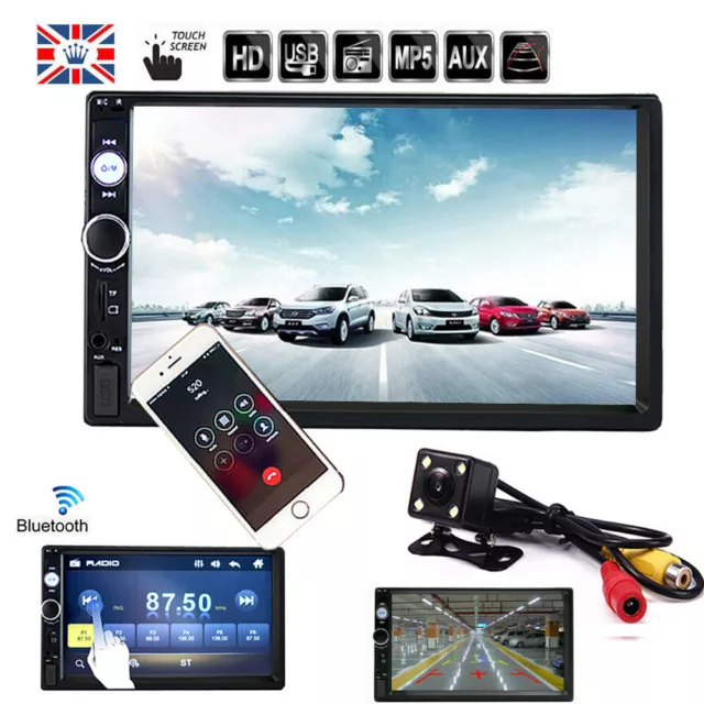 7" Double 2 DIN Head Unit Car Stereo MP5 Player Touch Screen BT Radio + Camera