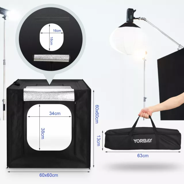 Yorbay Fotostudio Set 60 x 60 x 60cm LED-Fotobox Lichtbox Lichtwürfel 3